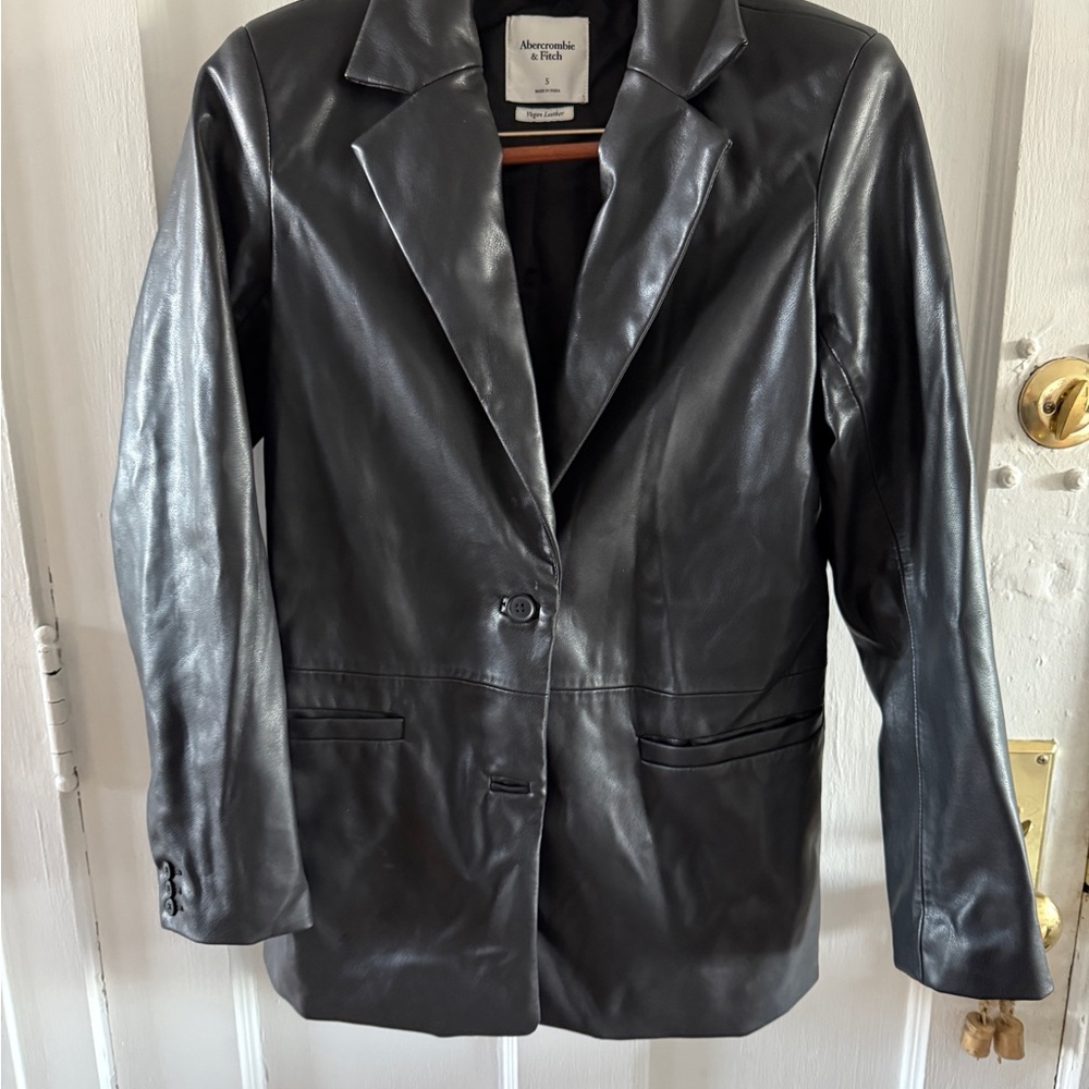 Abercrombie & Fitch Black Vegan Leather Blazer